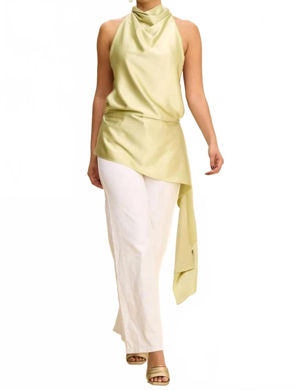 NEW LA FASHION CONCEPTS halter uneven hemline tunic top in green